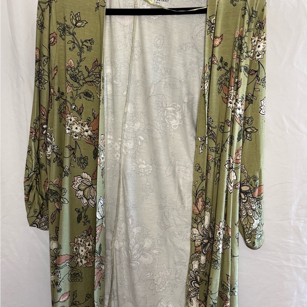 Lane Bryant Green Floral Kimono Size 14/16